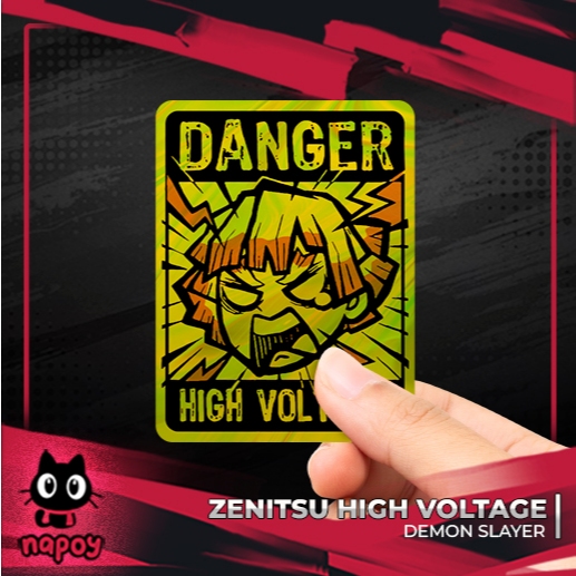 

Stiker Hologram Anime Demon Slayer - Zenitsu High Voltage