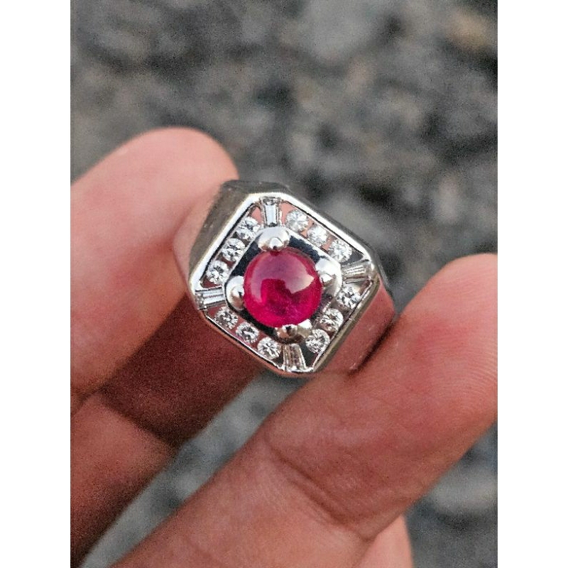 Cincin berlian center ruby 1,00crt ring emas 7,30grm original 1Z06