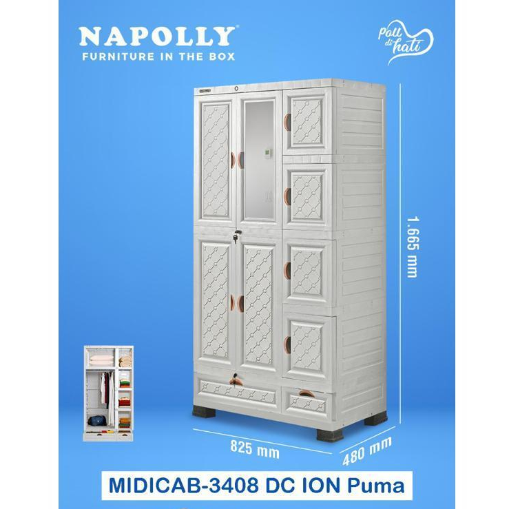 LEMARI NAPOLLY MIDICAB 3408 - LEMARI PAKAIAN / LEMARI NAPOLLY / LEMARI PLASTIK / LEMARI SERBAGUNA