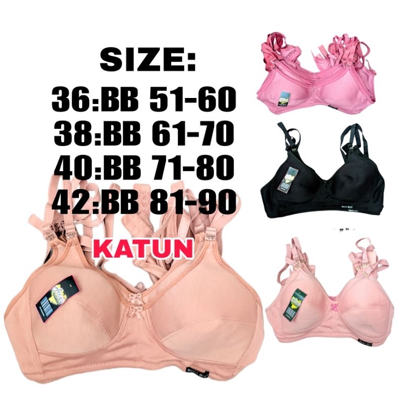 Paket isi 4 Pcs Bh sport Murah Katun Ukuran  38 ,40, 42 Tanpa Kawat Wanita Dewasa