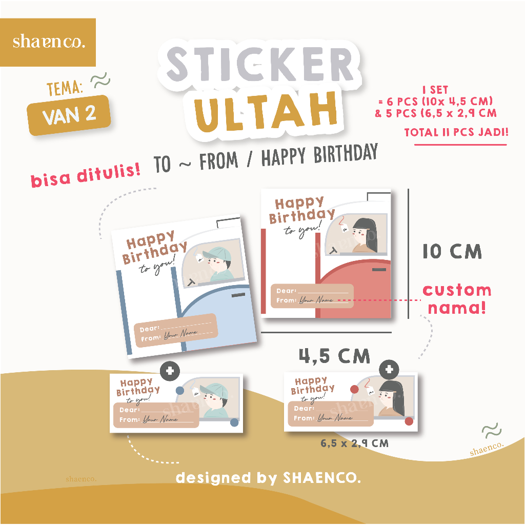 

STIKER ULANG TAHUN FROM TO ULTAH BIRTHDAY STICKER BIRTHDAY GIFT TEMA VAN 2