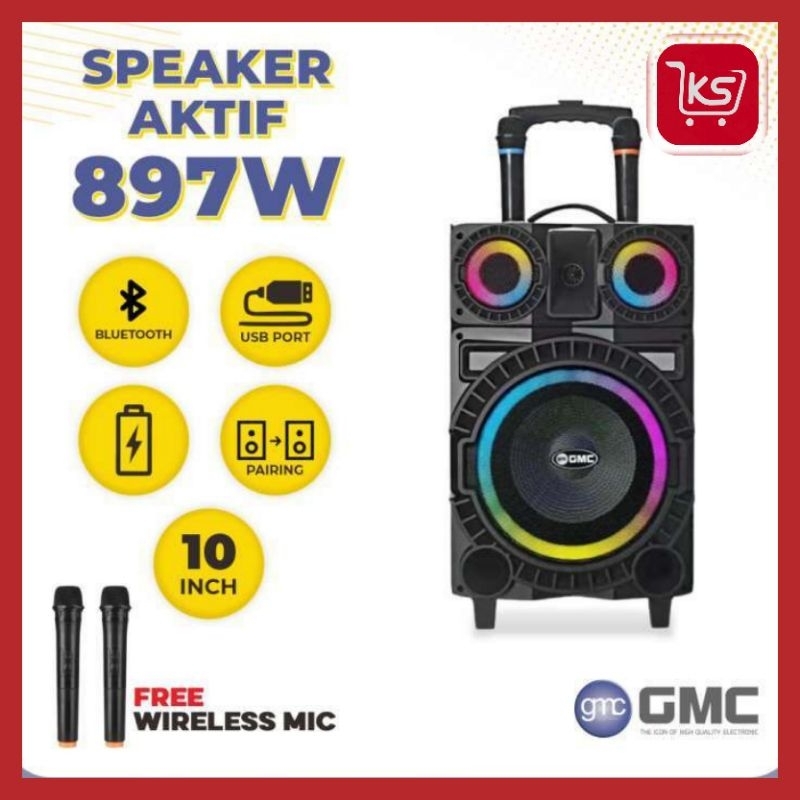 SPEAKER GMC 897W | 2 MIC WIRELESS