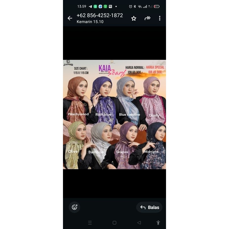 Kaia scarf terbaru.scarf nadhera promo