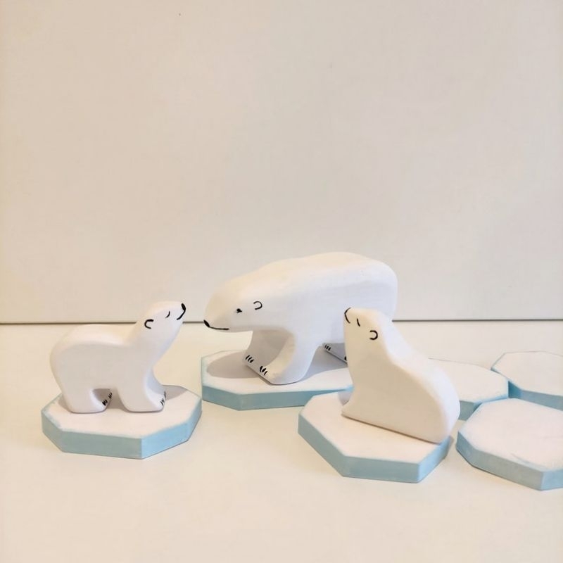 Wooden Toys, Polar Bear, Arctic Animals, Wooden Ice Floes, Waldorf Figurines, Role Play Toys, Baby P