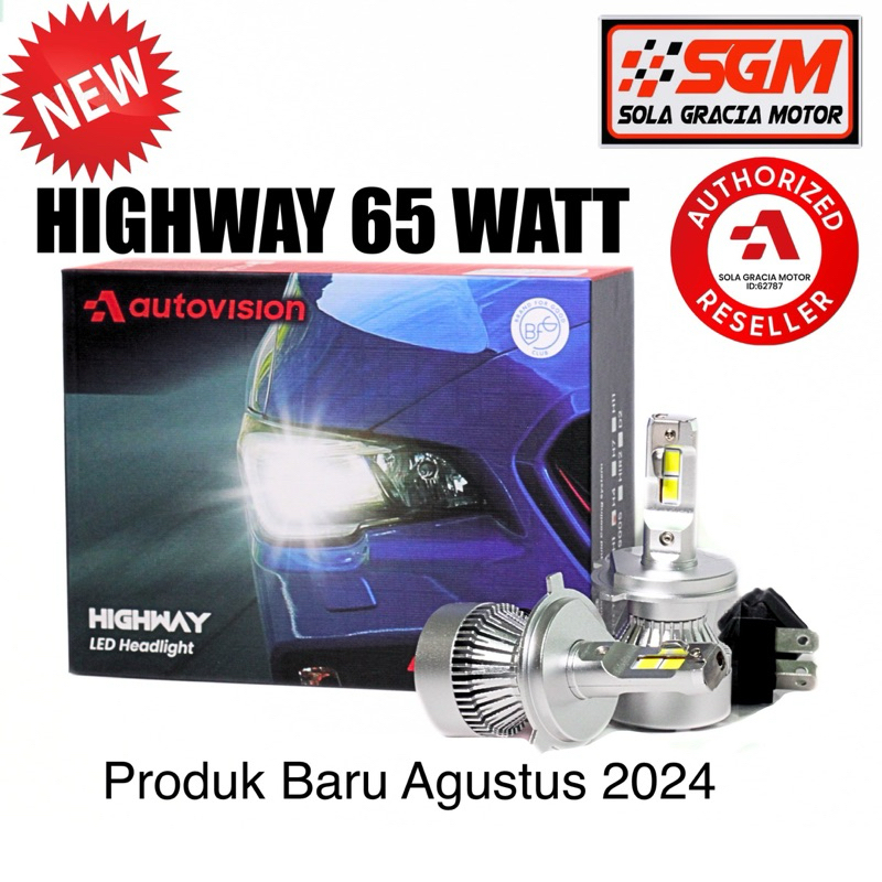 LED Mobil H4 Highway H/L 65W Autovision dan D2H (Xpander/Innova/Ertiga/Avanza/Calya/Agya/Brio/Jazz/H