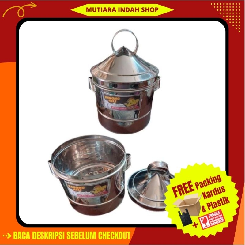 Sablukan Nasi/Dandang Kukus Nasi/Dandang Masak/Panci Tanak Nasi Stainless (Kapasitas 1,5 Kg dan 2 Kg