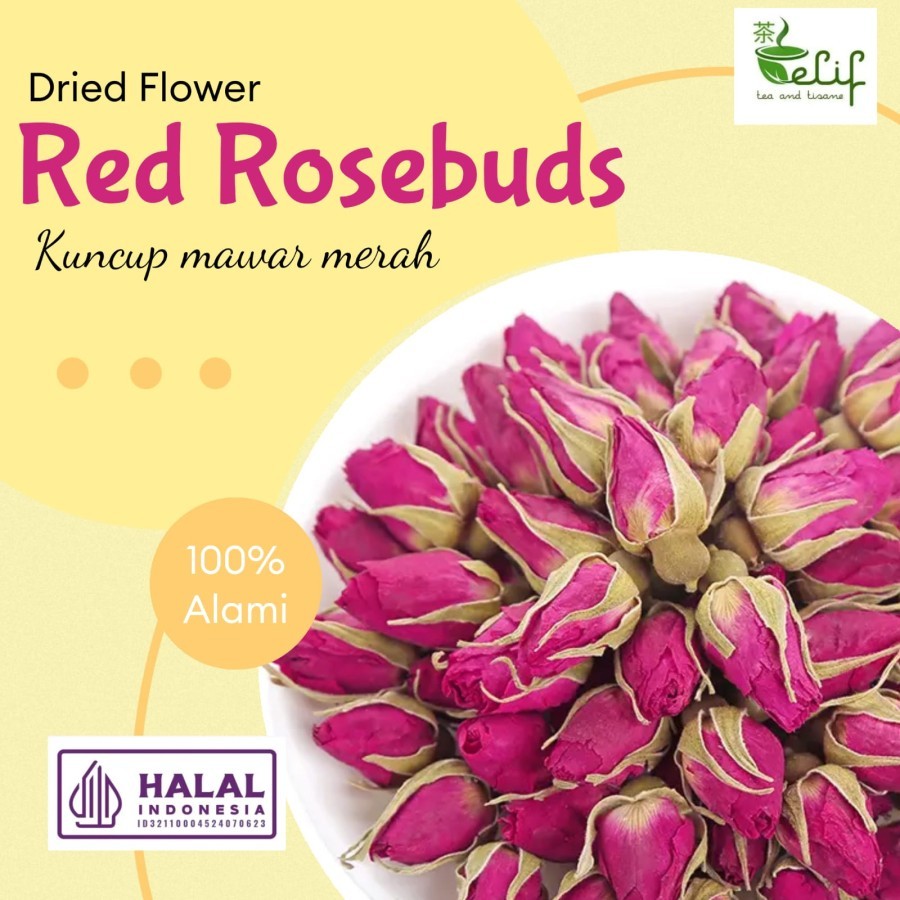 

Red Rosebud Tea Rose Buds Flower Tea / Teh Kuncup Bunga Mawar Merah - 25 gram