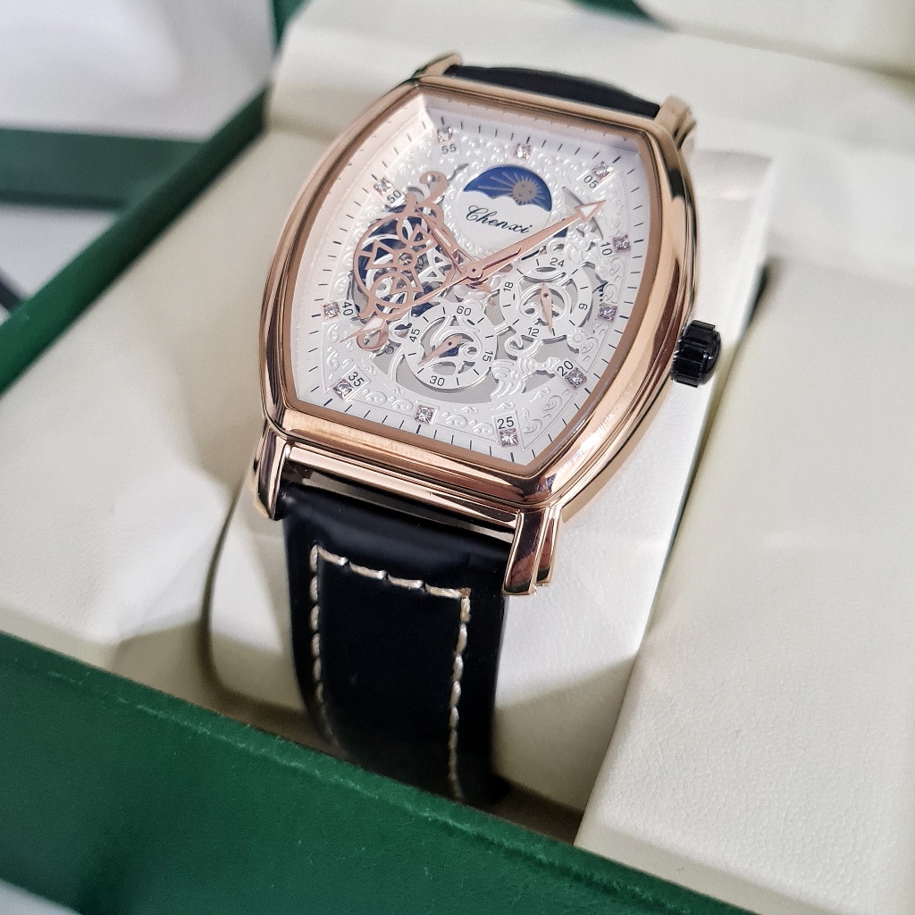 CHENXI Absolutum Jam Tangan Pria Original Automatic Otomatis Gold Rose Putih Anti Air Tanpa Baterai