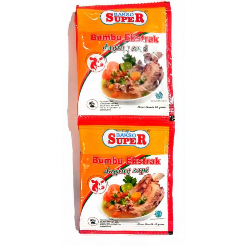 

BUMBU EKSTRAK DAGING SAPI, CAP BAKSO SUPER 10 GR. JUAL 6 BUNGKUS @10 GR