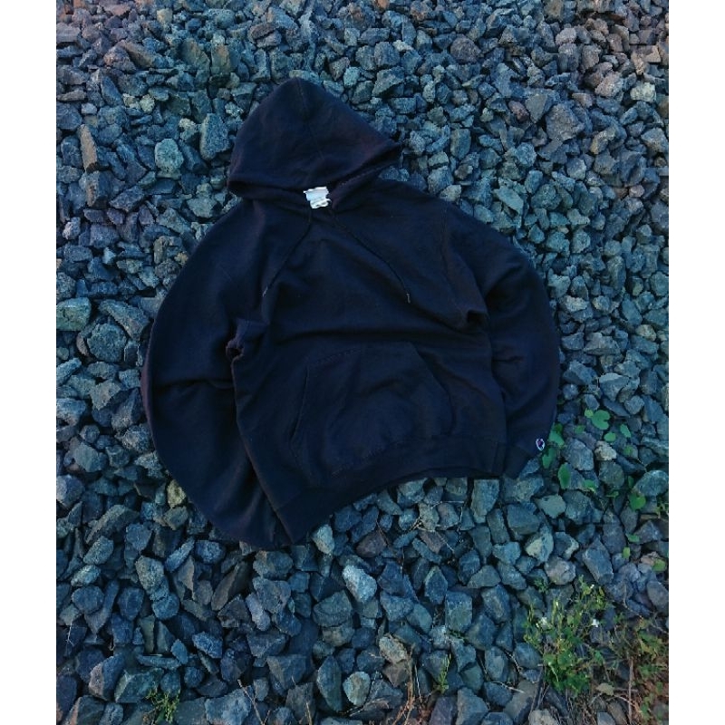 BLANK HOODIE CHAMPION ECO BLACK || HOODIE CROP || HOODIE BOXY