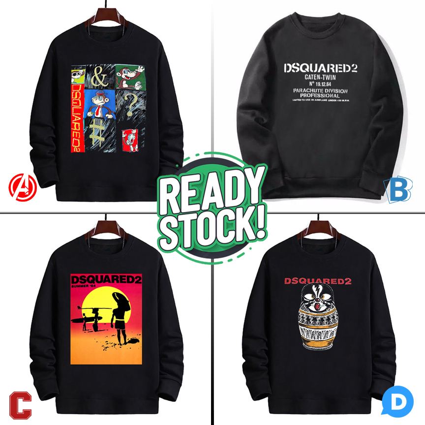 Dsquared2 Cool Biker Fit Crewneck Sweatshirt In Black Coated