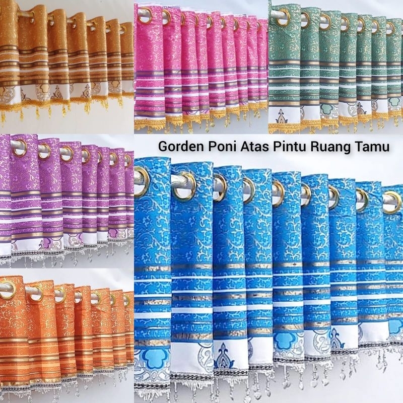 Gorden Poni/Poni Gorden Atas Pintu Jendela Ruang Tamu Mewah Elegan