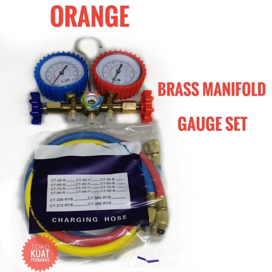 Orange brass manifold, testing manifold, refrigerant meter AC