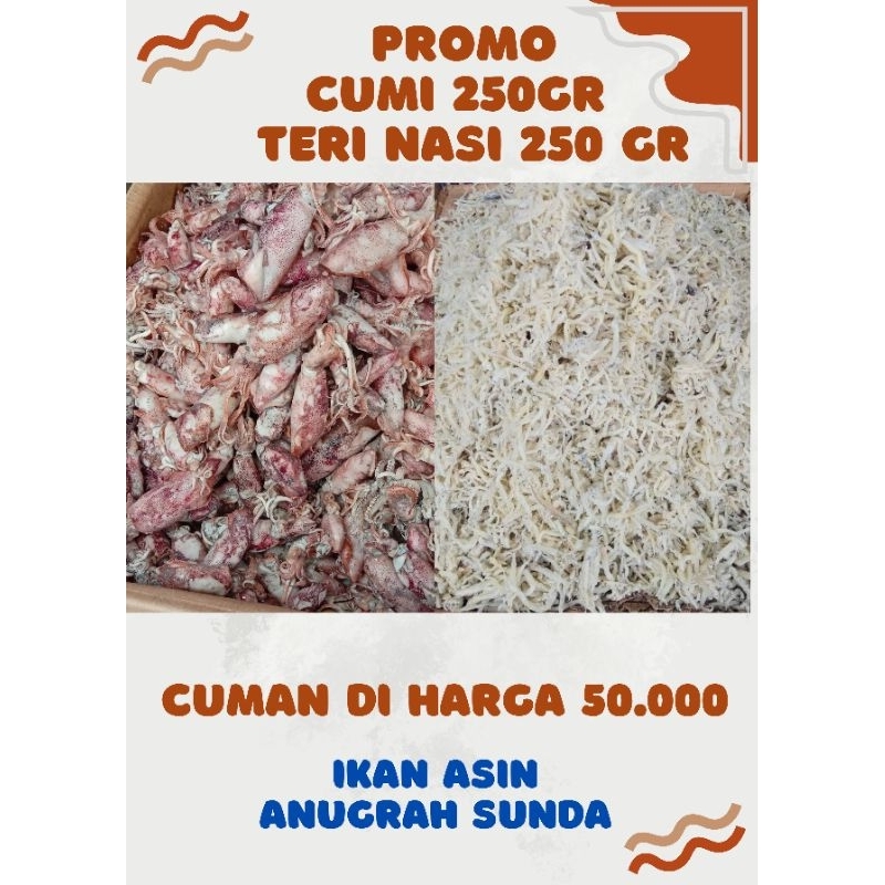 

Cumi 250 gr +Teri Nasi 250 gr harga di 50.000 sudah merasakan dua kenikmatan sekaligus mantul kualitas premium harga ekonomis