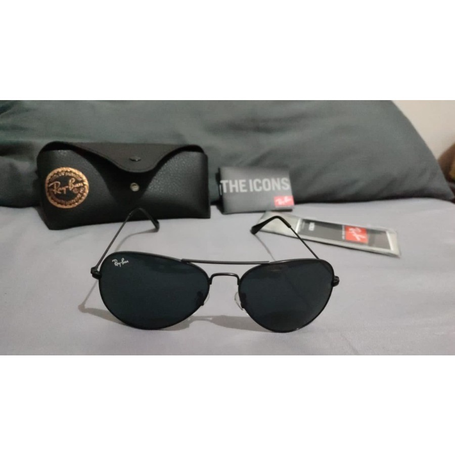 KACAMATA RAYBAN AVIATOR FULL BLACK FULLSET ORIGINAL SECOND