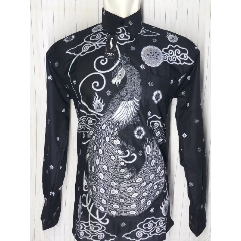 ZFS -Kemeja batik pria modern original motif merak abu kraton solo