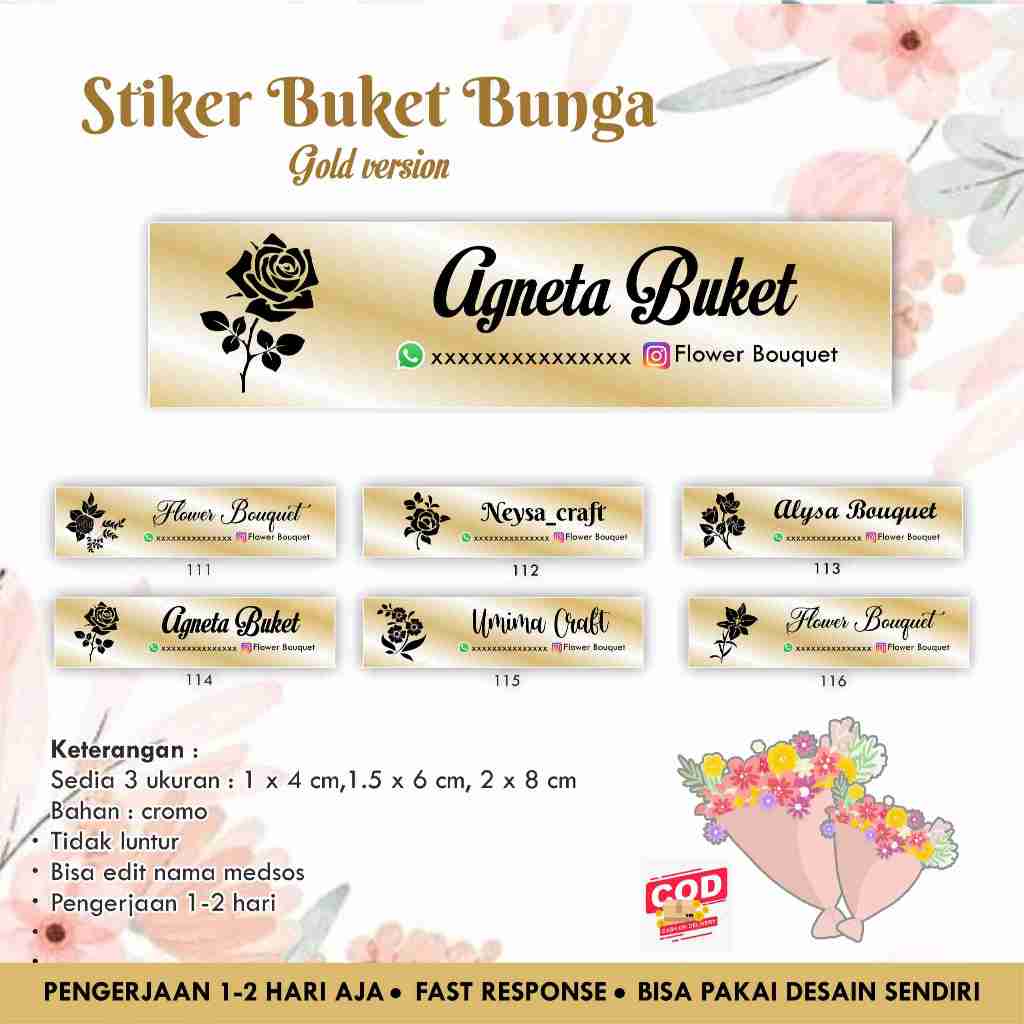 

[145 pcs] Stiker Buket Bunga GOLD version / Bouquet / Flower