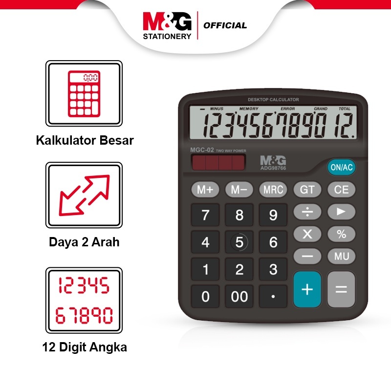 

M&G Kalkulator 12 Digit Best Selling 12 Digits Desktop Calculator, Two Way Power