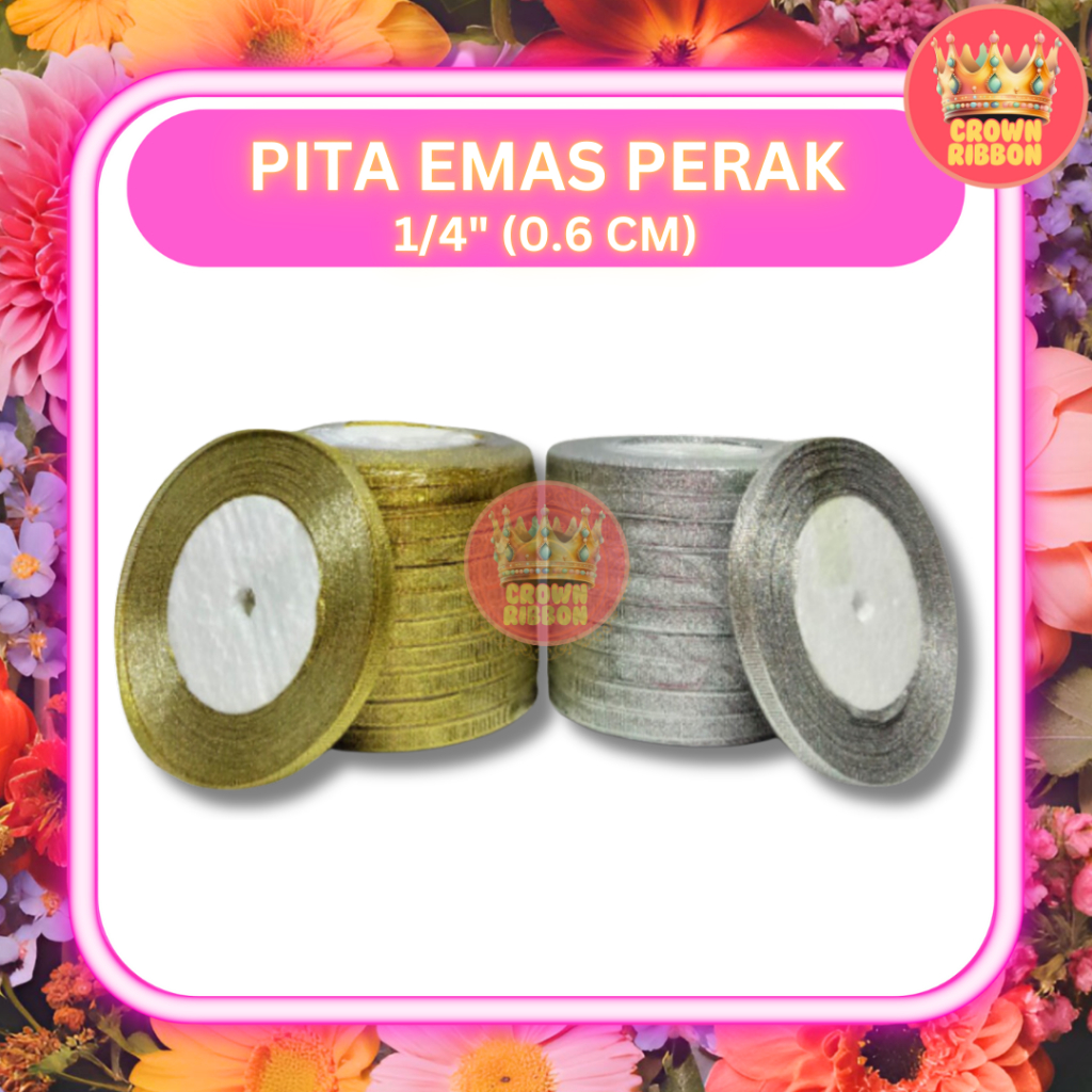 

Pita Emas Perak Gliter 1/4 inch = 0.6 cm