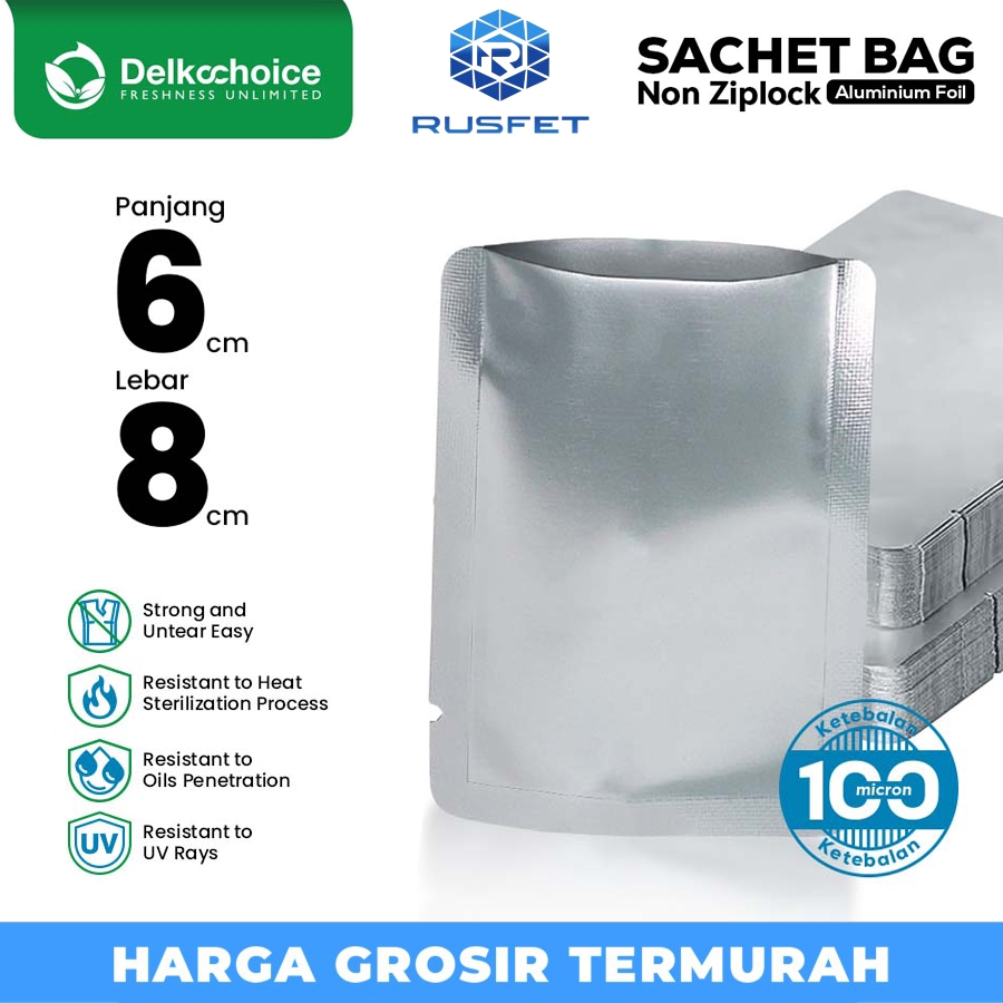 PLASTIK SACHET / Sachet Bag SASET PURE ALUMUNIUM Foil 6x8cm