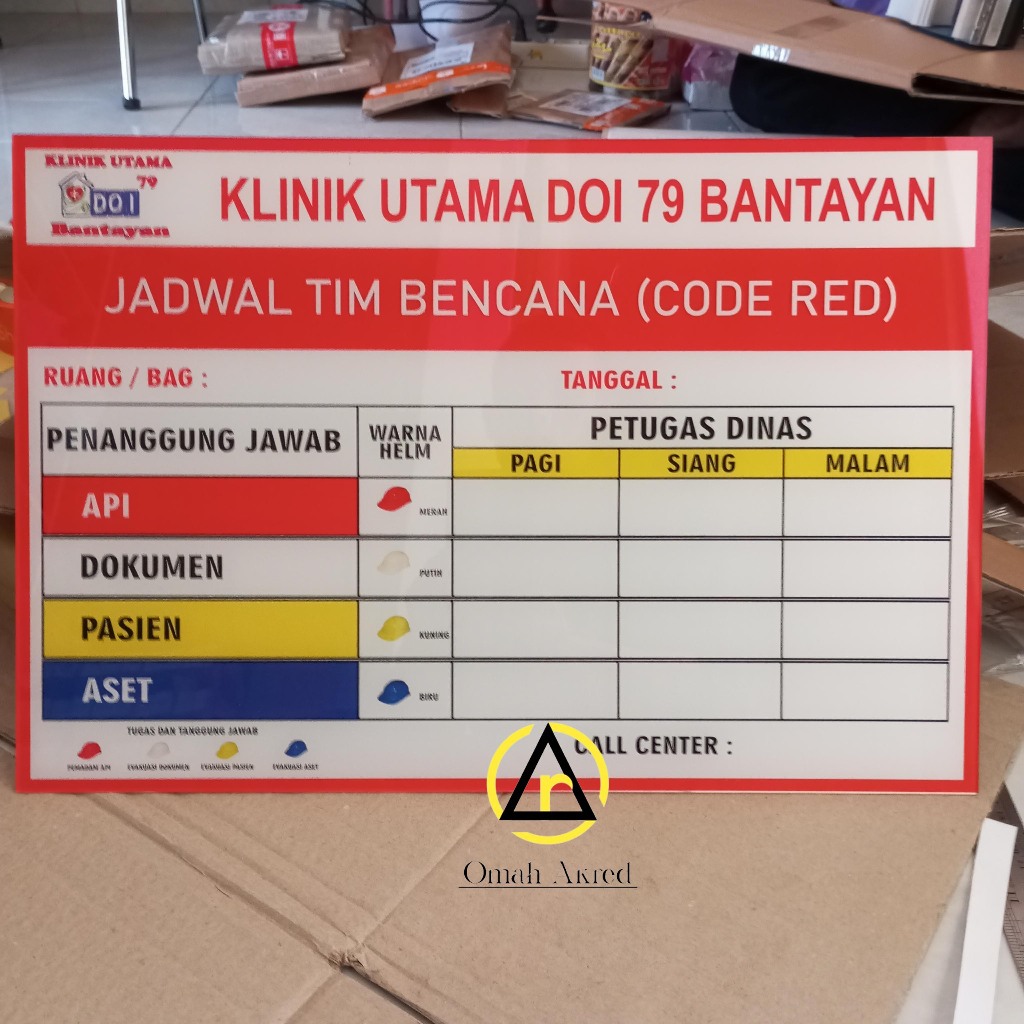 

Akrilik Custom Code Red - Papan Jadwal Tim Bencana
