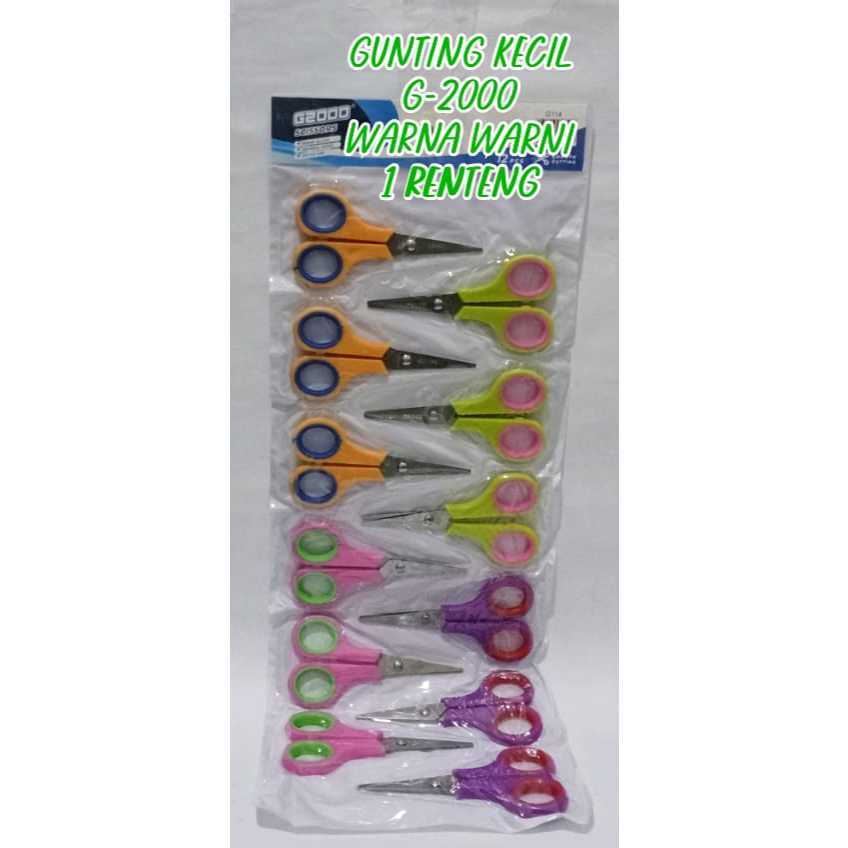 

Gunting Kecil 1 Renteng Gagang Warna-Warni Gunting Kertas isi 12 Pcs Murah 4 Inch Stainles Stell G2000 Tajam Type G-114