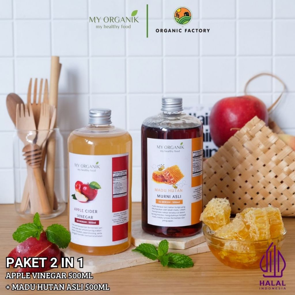 

My Organik Cuka apel Asli 500 ml Apple Vinegar With Mother Original Madu Hutan Murni KLM 500ml 100%