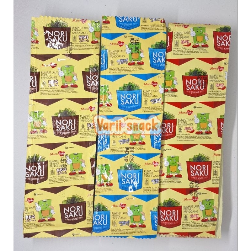

Nori Saku Mamasuka Rasa BBQ / Original / Pedas 1 Renceng 10 pcs