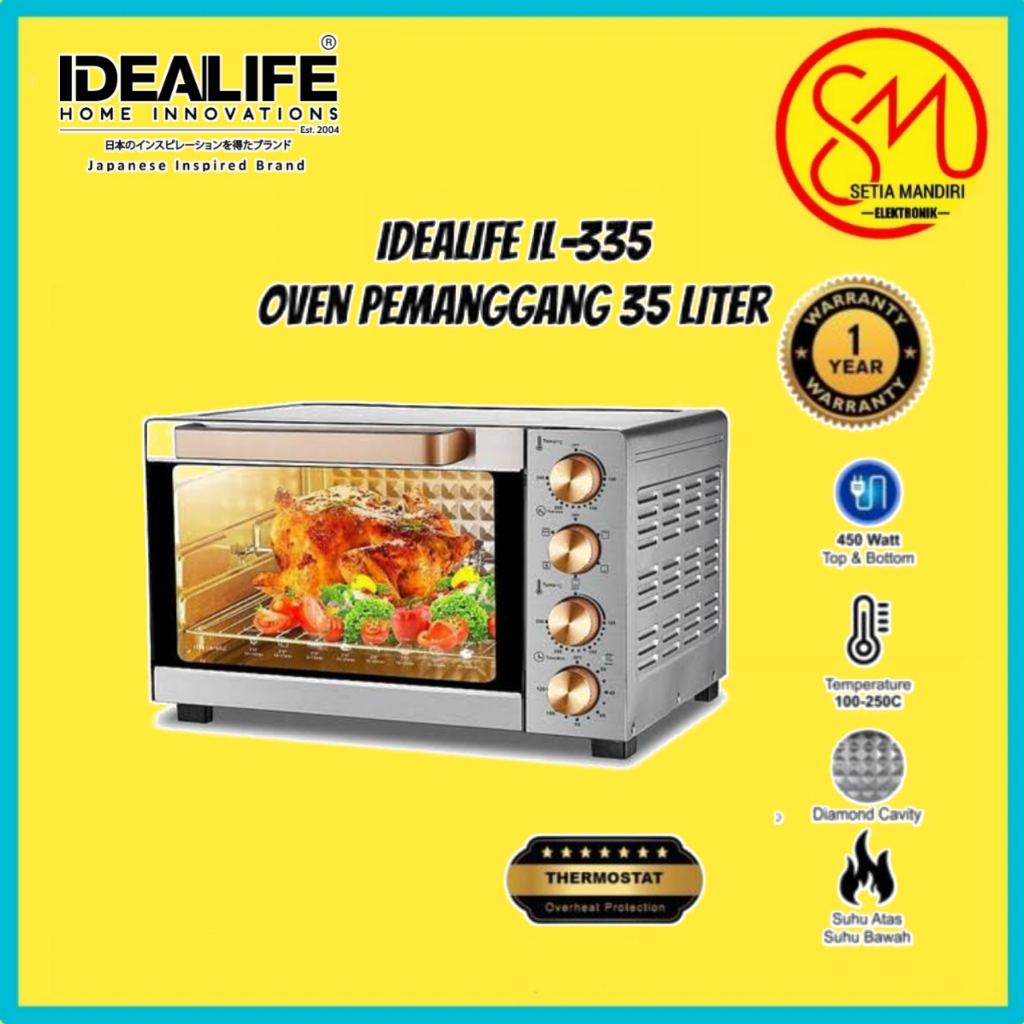 IDEALIFE IL335 Oven Air Fryer 35 Liter Pemanggang Rotiserrie IL-335 Panggang 35L - WARNA RANDOM