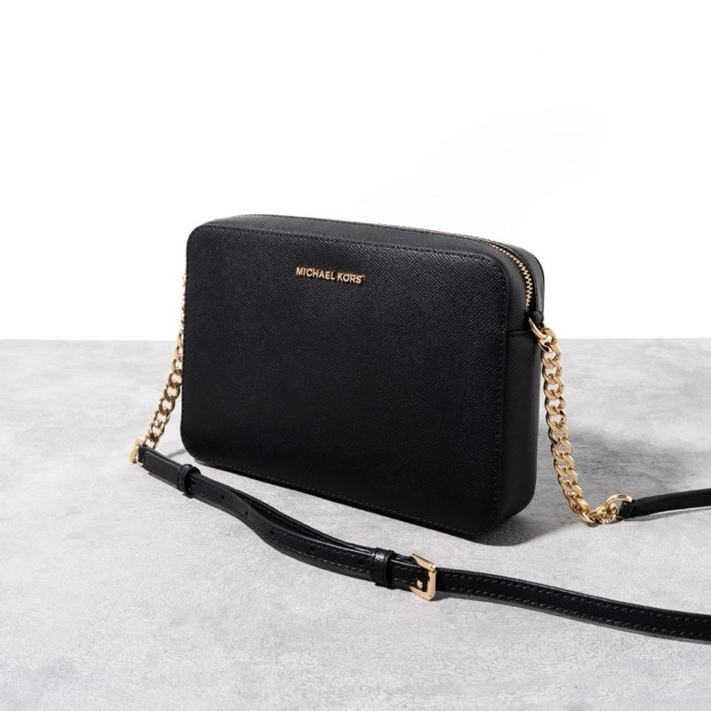 Original Michael Kors MK Jet Set Large Camera Crossbody Bag in Grained Leather