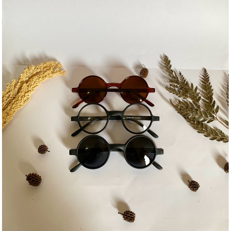 RETRO OFFICIAL - Kacamata Bulat Boboho Frame Ringan Pria Wanita Dewasa Hitam - Kacamata Pria Classic