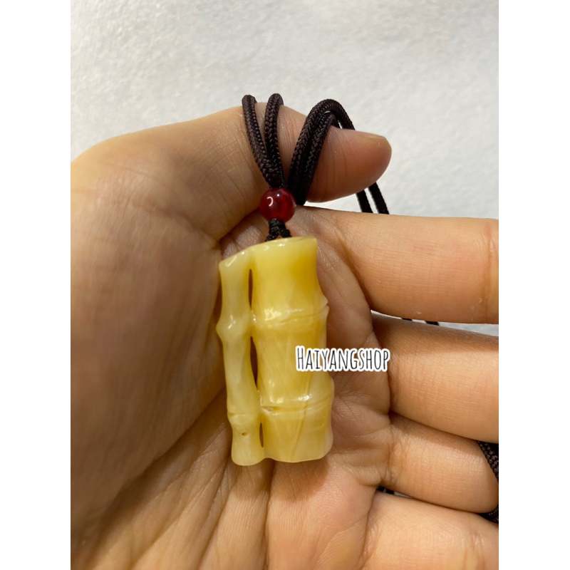 Kalung Liontin Giok - Liontin Putih - Liontin Kerang putih - Bambu - Zhu - Liontin Buddha - Kalung K