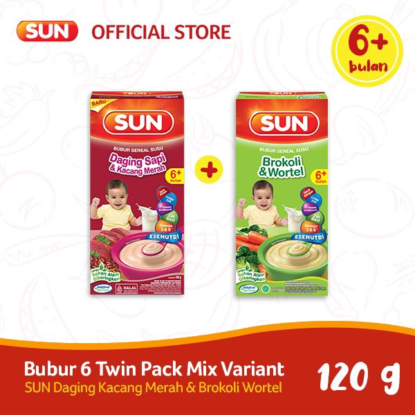 

Cashback Spesial Bubur 6 Mix Varian SUN Daging Kacang Merah Brokoli Wortel