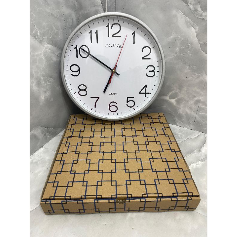 JAM DINDING OGANA JUMBO POLOS JAM OGANA 8888 MOTIF KAYU  JAM DINDING ANALOG POLOS