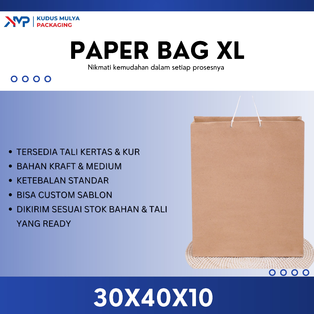 

PAPER BAG POLOS XL / 30cm X 37cm X 10cm / TAS KERTAS PERNIKAHAN KADO / TAS KERTAS SOUVENIR