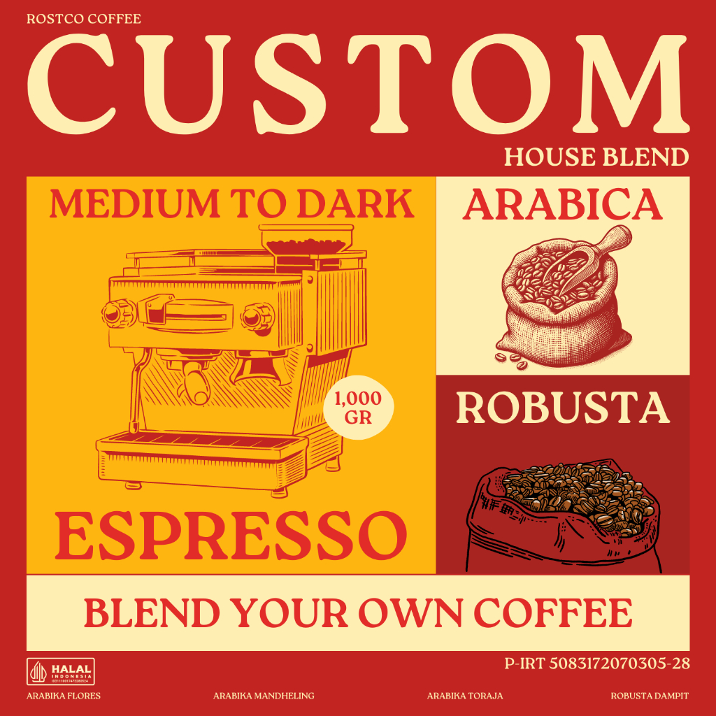 

Kopi Espresso House Blend Custom Arabika Robusta 1kg