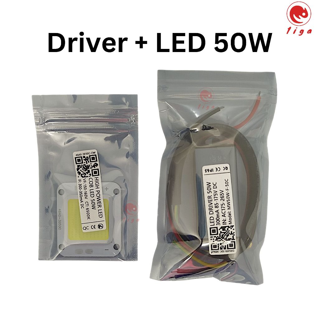 Set Driver + LED Chip 50W Sparepart Lampu Sorot 50 Watt
