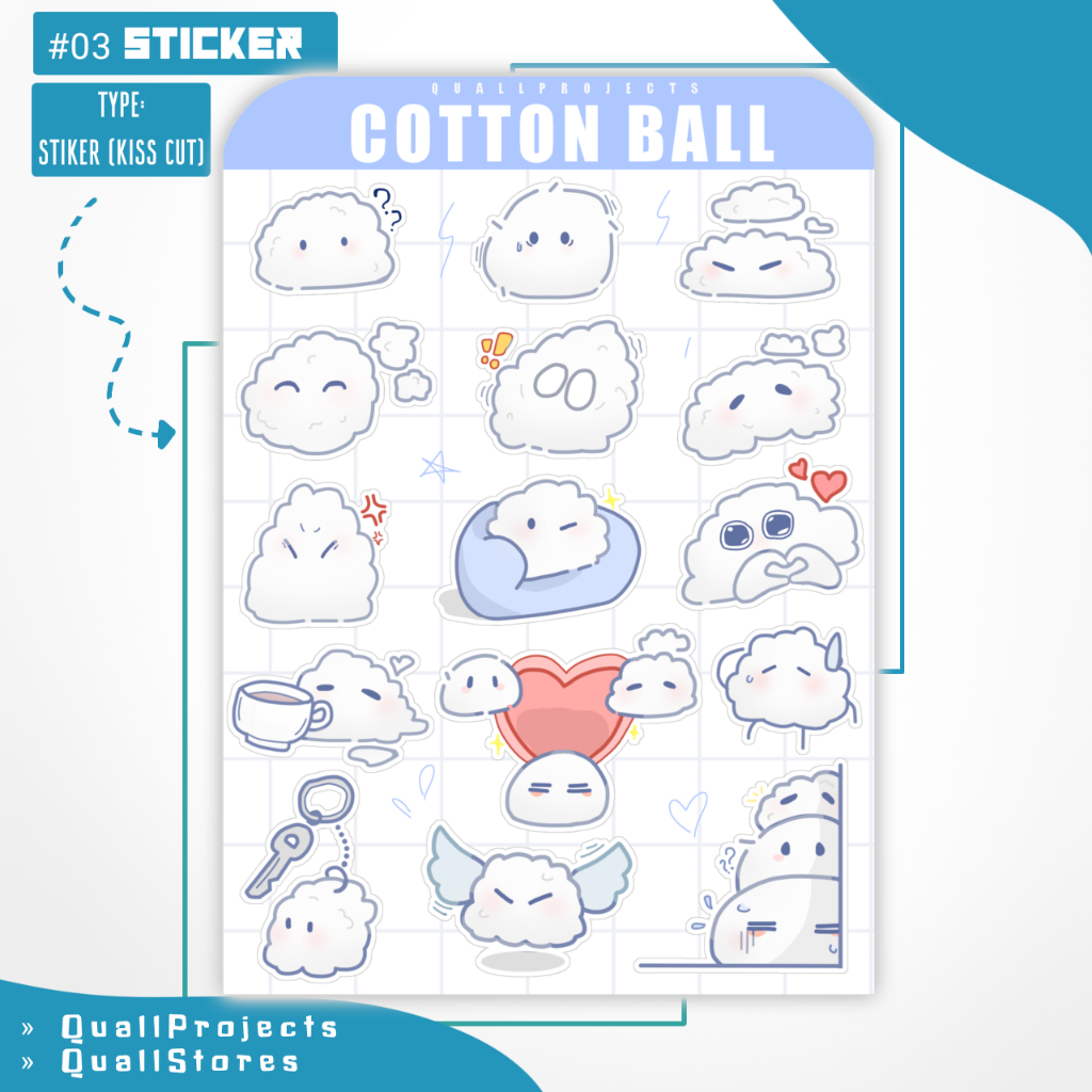 

COD - STIKER SHEET COTTON BALL - STIKER AESTHETIC LUCU STIKER KISS CUT