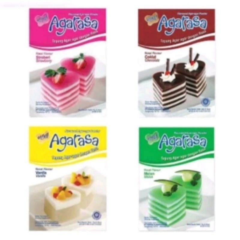 

Nutrijell AGARasa agar-agar dengan rasa cokelat strawberi melon vanila