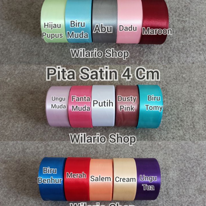 

SUPER BIG SALE 1 ROLL Pita Satin 4 cm Pita Satin 15 inch Pita saten 4 Cm PER ROLL 25 YARD