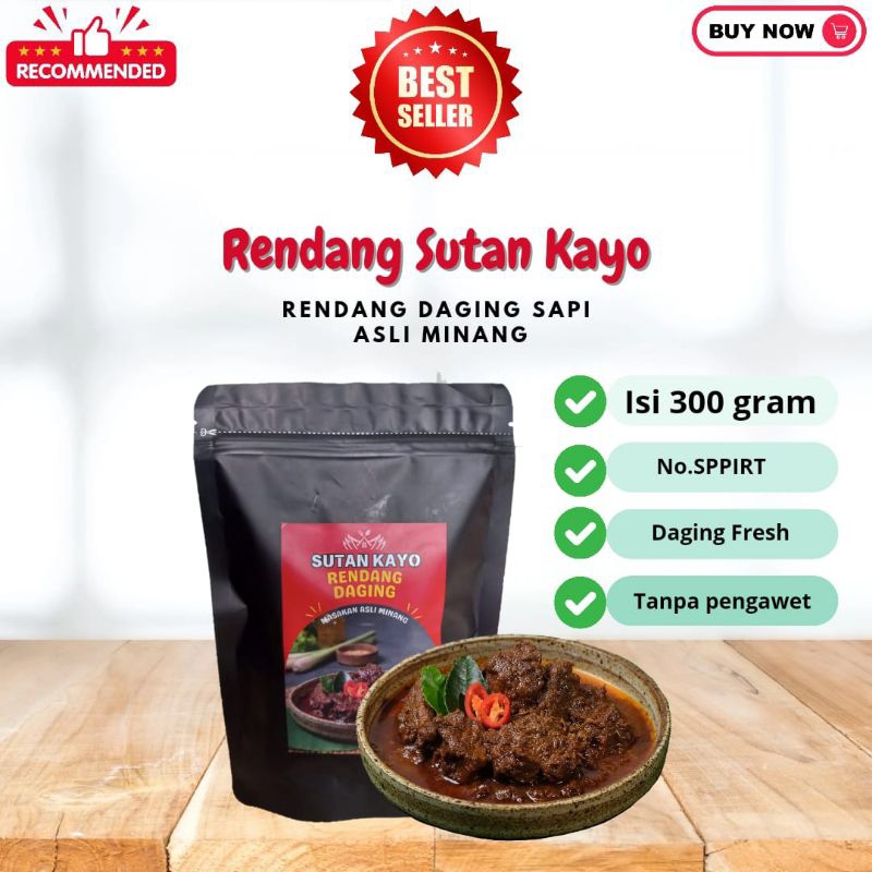 

Rendang Daging Sapi Asli Khas Minang 300 gram Halal Sutan Kayo
