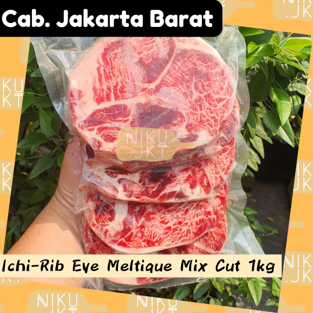 

Daging Sapi Beef Steak HALAL Wagyu Rib Eye Meltique Mix Cut - 1kg
