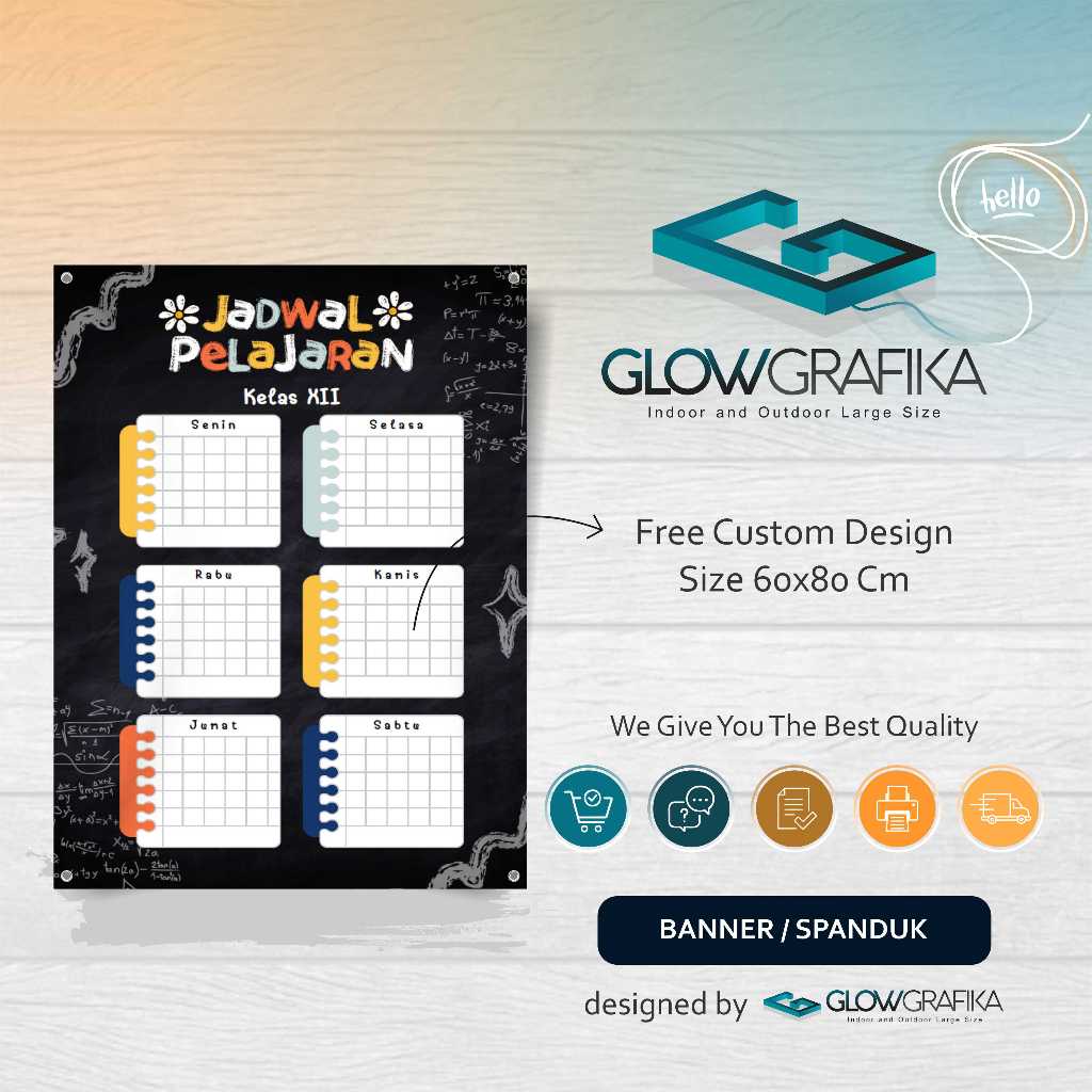 Cetak Spanduk Banner Jadwal Pelajaran Hitam
