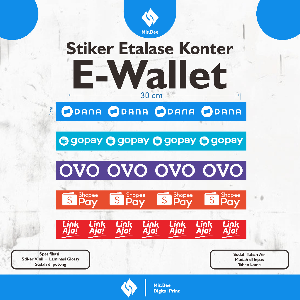 MURAH STIKER ETALASE KONTER E WALLET | TERBARU | MINIMAL ORDER 15 PCS | STIKER E-WALLET | STIKER KON