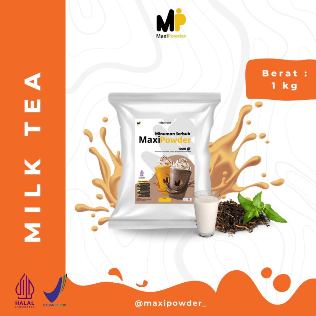 

Bubuk Minuman Rasa Milk Tea 1kg / Minuman Kekinian Milk Tea Termurah / MaxiPowder