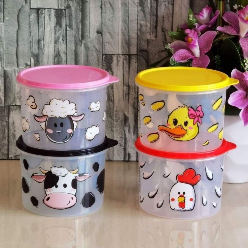 TOPLES KARAKTER FARM CANISTER ORIGINAL TUPPERWARE (4PCS)