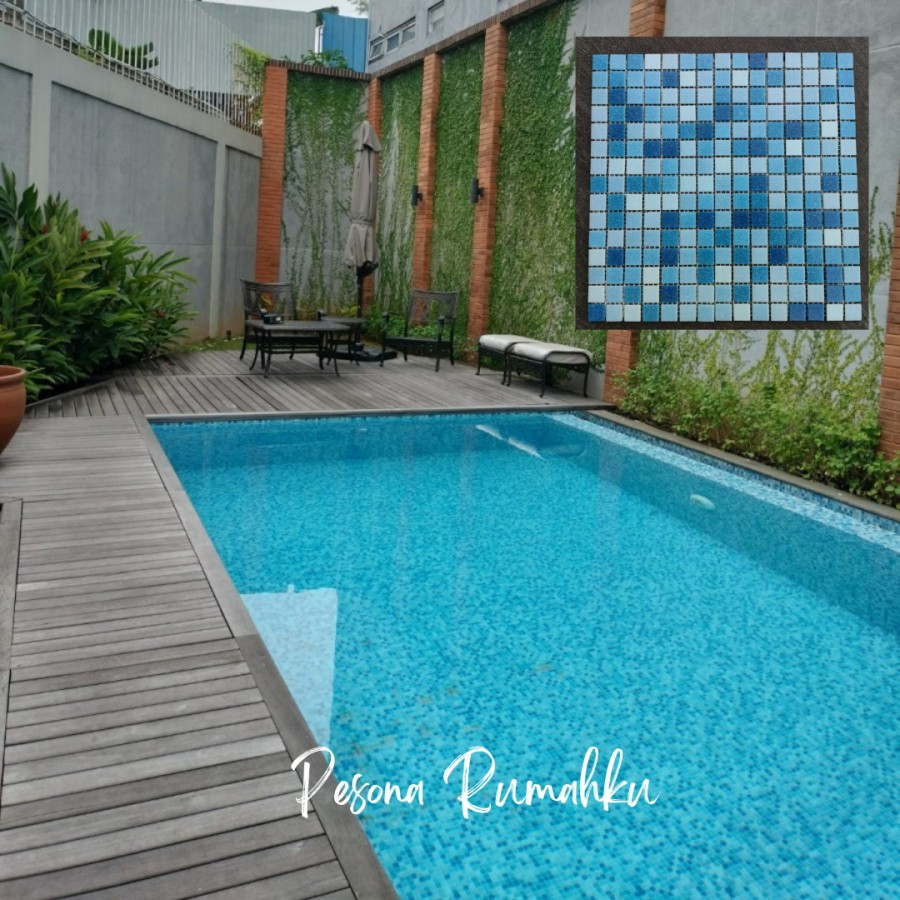 Mosaic Venus Type Salt Ocean - Mozaik Mosaic Kolam Renang Warna Biru Muda Cantik/ Mozaik Dinding Kam