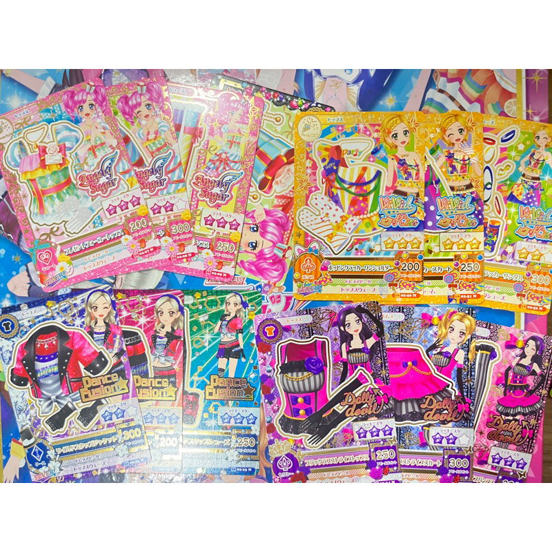 Kartu Aikatsu Fever Party Deco Madoka Rin Hinaki Risa Nono Angely Sugar Vivid Kiss Dance Fusion Doll