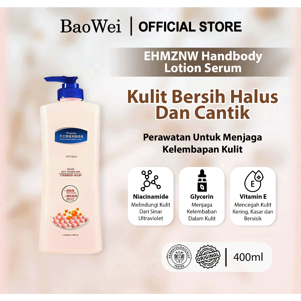 HandBody Lotion pemutih badan Bodyserum 400g Memutihkan kulit dengan cepat melembabkan dan Wangi