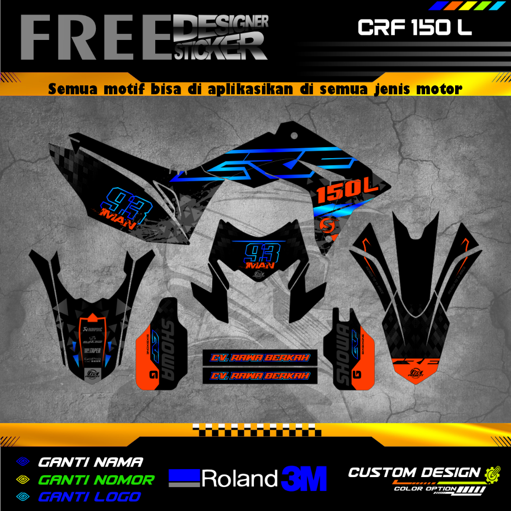 DECAL STIKER CRF 150L SUPERGLOS TEBAL 500 MICRON